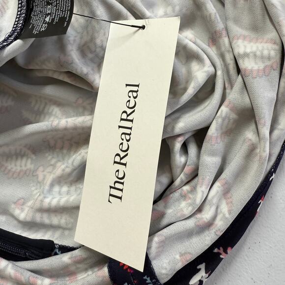 Tory Burch Printed Long Sleeve Dress Navy Multicolor Size XL V-Neck Boho Shift - Picture 13 of 14